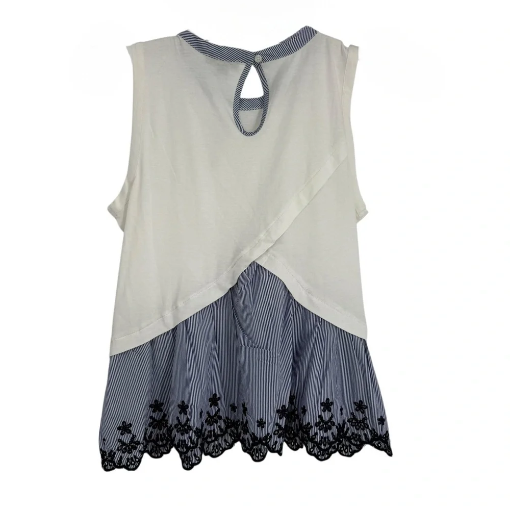J. Crew Peplum Tulip-back Top size XS Blue White Stripe NWT Sleeveless